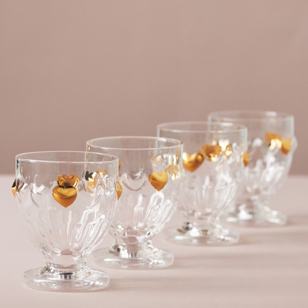 Anthropologie Clara Icon Glass Goblets x 1 Handblown Hand-Painted Heart Edition - Picture 4 of 9